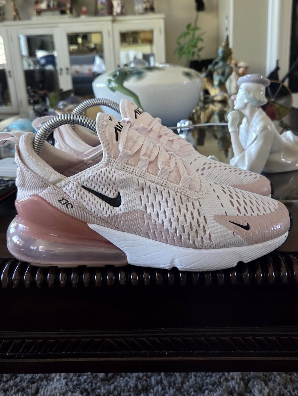Nike Women's Light Pink and Black Air Max 270 Sneakers